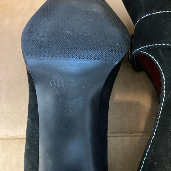 SOLD Black suede high heel shoes with a buckle on the side by Unisa - Picture 7 of 10